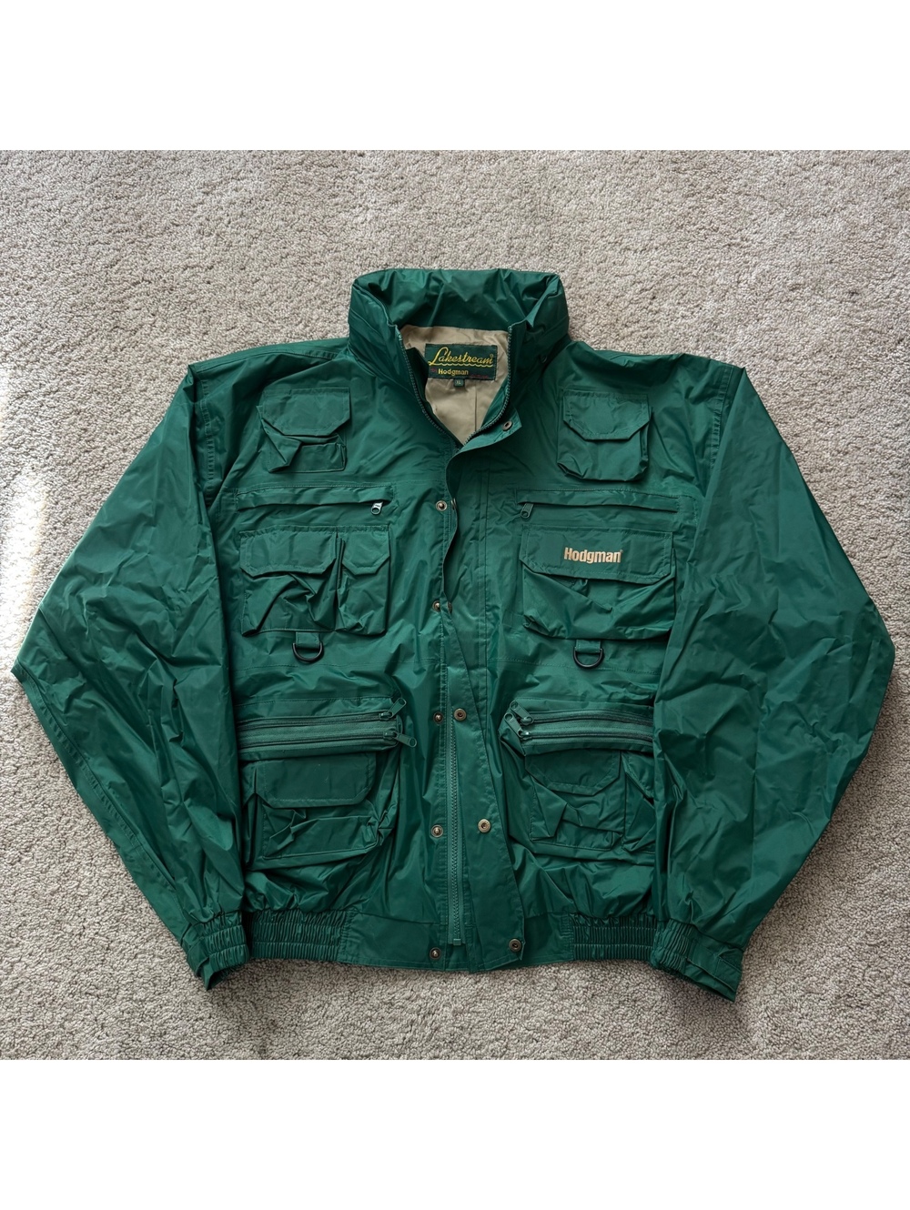 Vintage Hodgman Lakestream Cargo Utility Fishing Hunting Jacket Green Mens XL